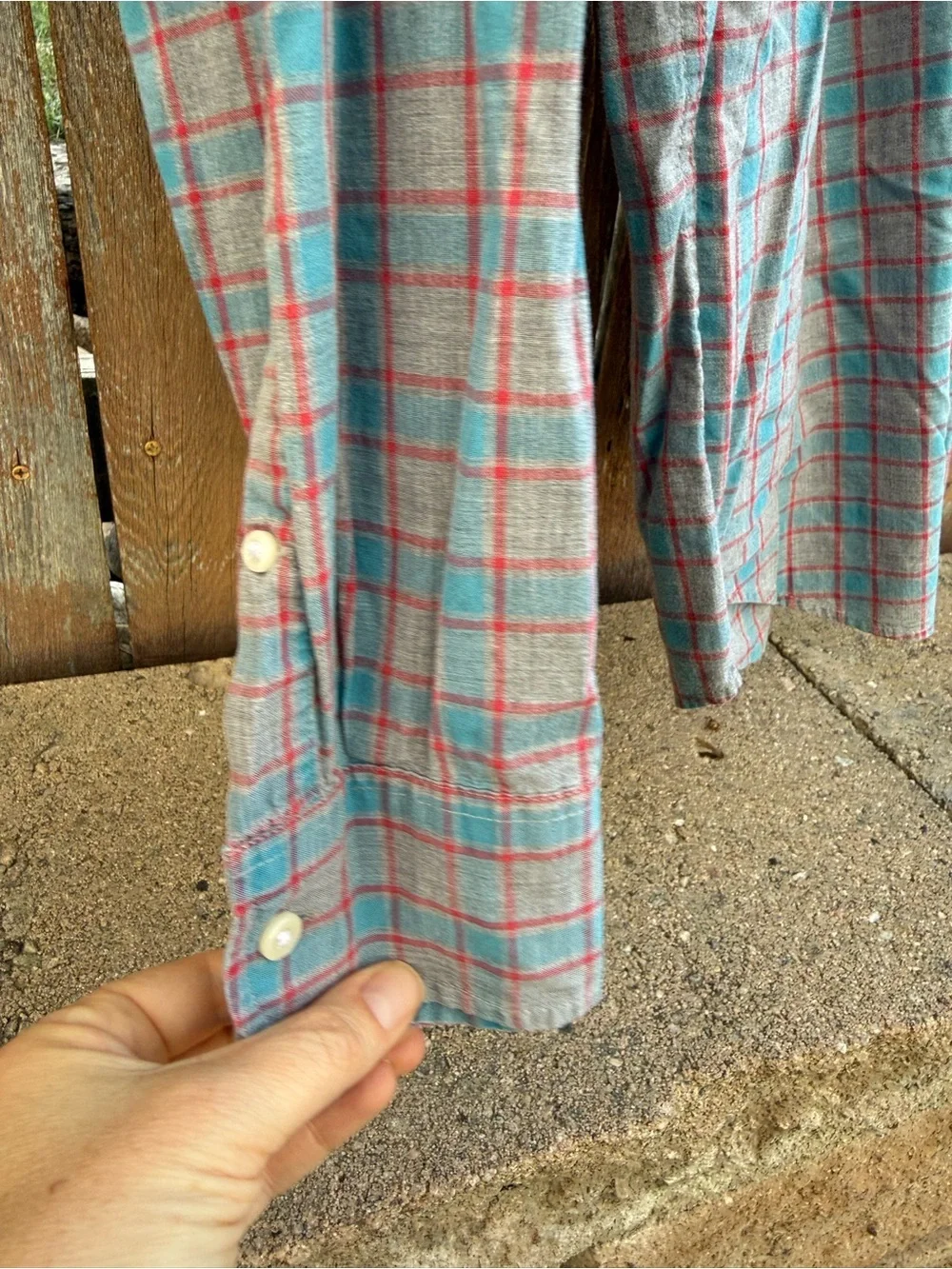 J. Crew Men’s Gray Blue Plaid Classic Long Sleeve Button Down Shirt Size Large